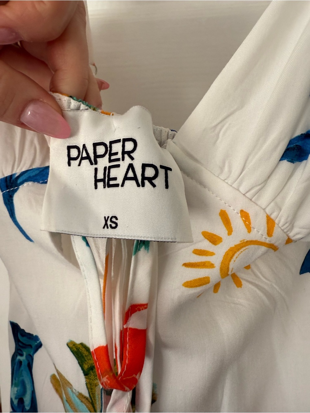 Paper Heart Printed Maxi Dress with Tie Front Size Small NWT - Picture 5 of 5